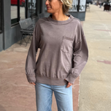 Mineral Wash French Terry Pullover w/Pocket