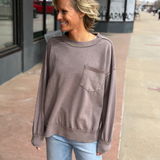 Mineral Wash French Terry Pullover w/Pocket