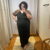 Plus Leopard Print Dress w/Zipper