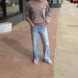 Mica High Rise Wide w/Distressed Knee