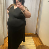 Plus Leopard Print Dress w/Zipper