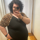 Plus Leopard Print Dress w/Zipper