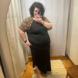 Plus Leopard Print Dress w/Zipper