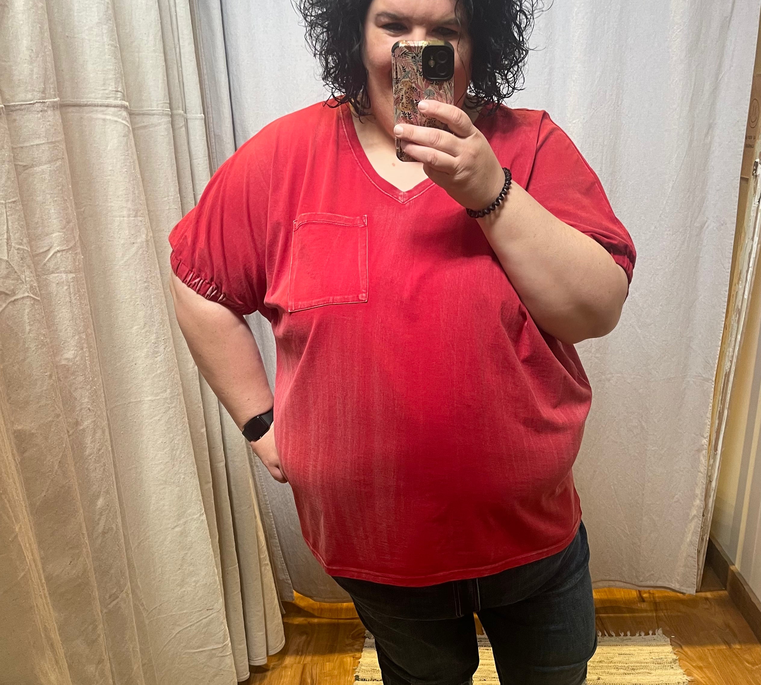 Plus Washed Vneck Tee
