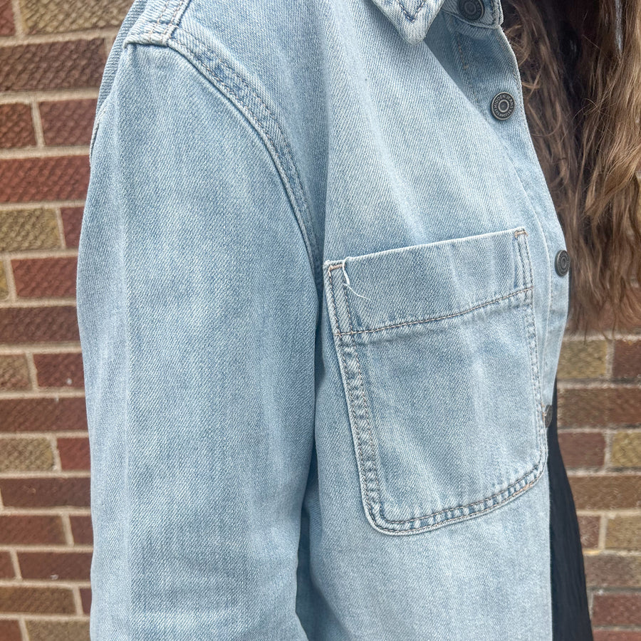 Vintage Wash Cropped Denim Shirt