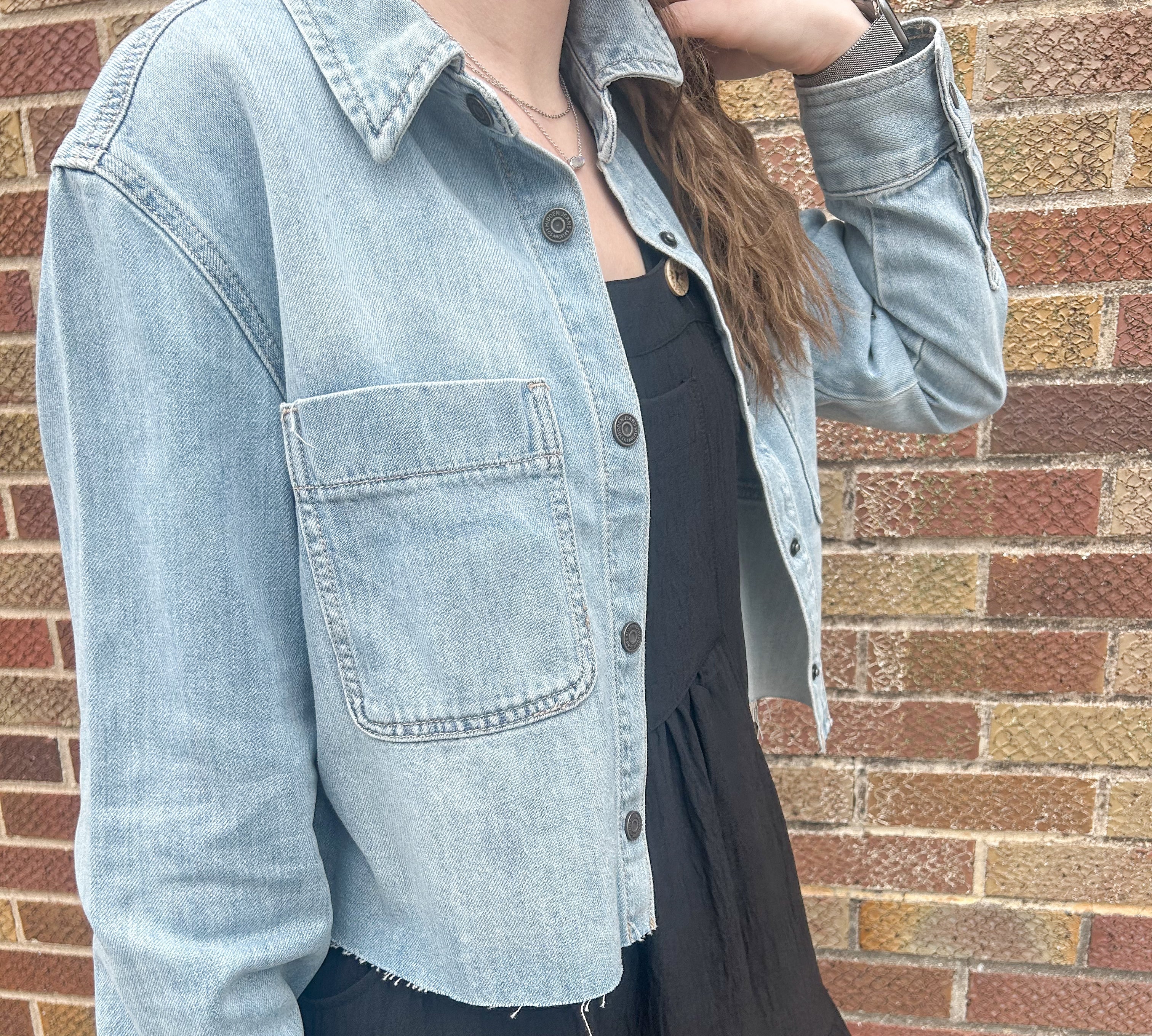 Vintage Wash Cropped Denim Shirt