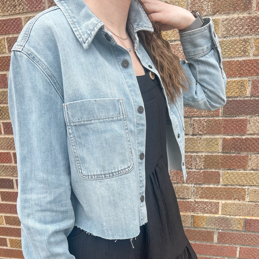 Vintage Wash Cropped Denim Shirt