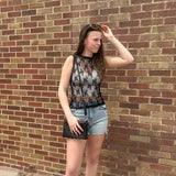 High Neck Lace Sleeveless Top