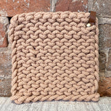 Square Cotton Pot Holder w/ Leather Loop 8”
