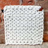Square Cotton Pot Holder w/ Leather Loop 8”
