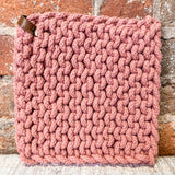 Square Cotton Pot Holder w/ Leather Loop 8”