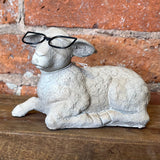 Resin Sheep w/Metal Glasses 6"