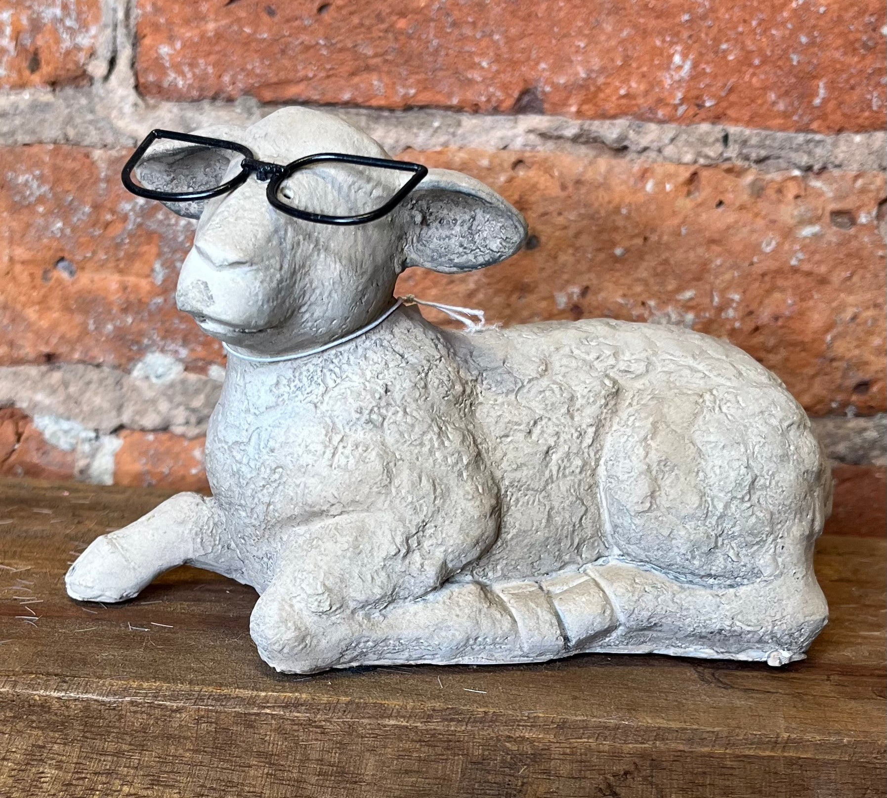 Resin Sheep w/Metal Glasses 6"