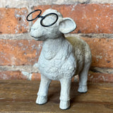 Resin Sheep w/Metal Glasses 6"