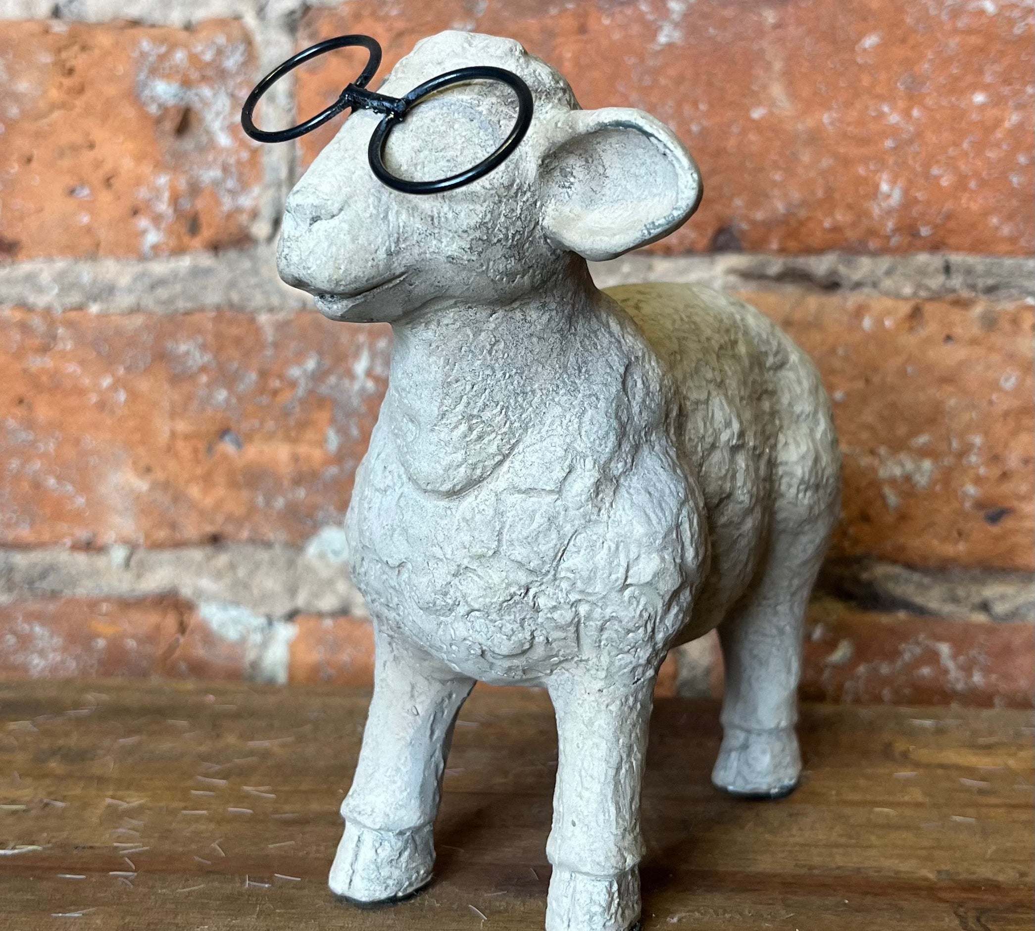 Resin Sheep w/Metal Glasses 6"