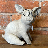 Resin Pig w/Metal Glasses 6.5"