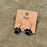 Black Paw Pendant Earring