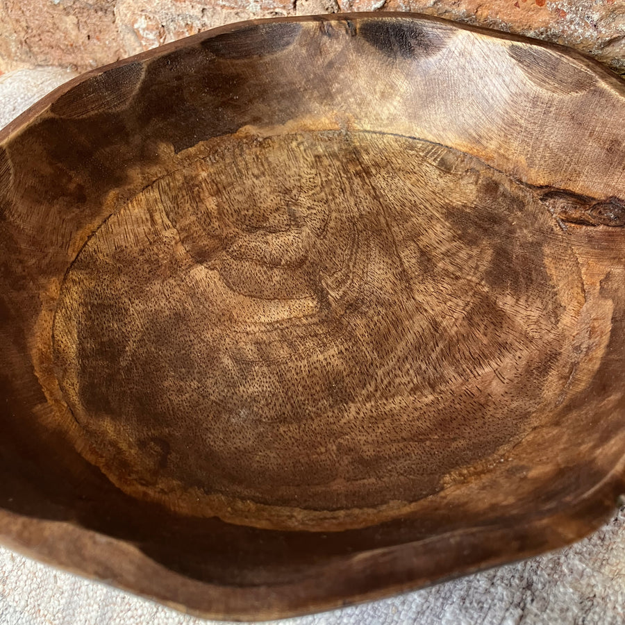 Mango Wood Scalloped Bowl 9.5"