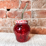 Strawberry Shape Glass w/Straw 16oz