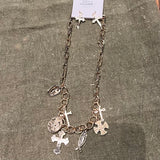 Gold Cross Charm Necklace/Earring Set