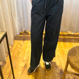 Denim Washed Drawstring Elastic Waist Pants