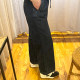 Denim Washed Drawstring Elastic Waist Pants