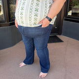 Plus Mid Rise Raw Hem Kick Flare Vervet Jeans
