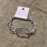 Beaded Iowa Outline Bracelet