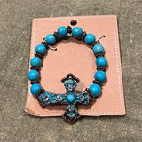 Aqua/Cross Western Bracelet