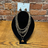 Tiana Gold Chain Layered Necklace/Earring Set