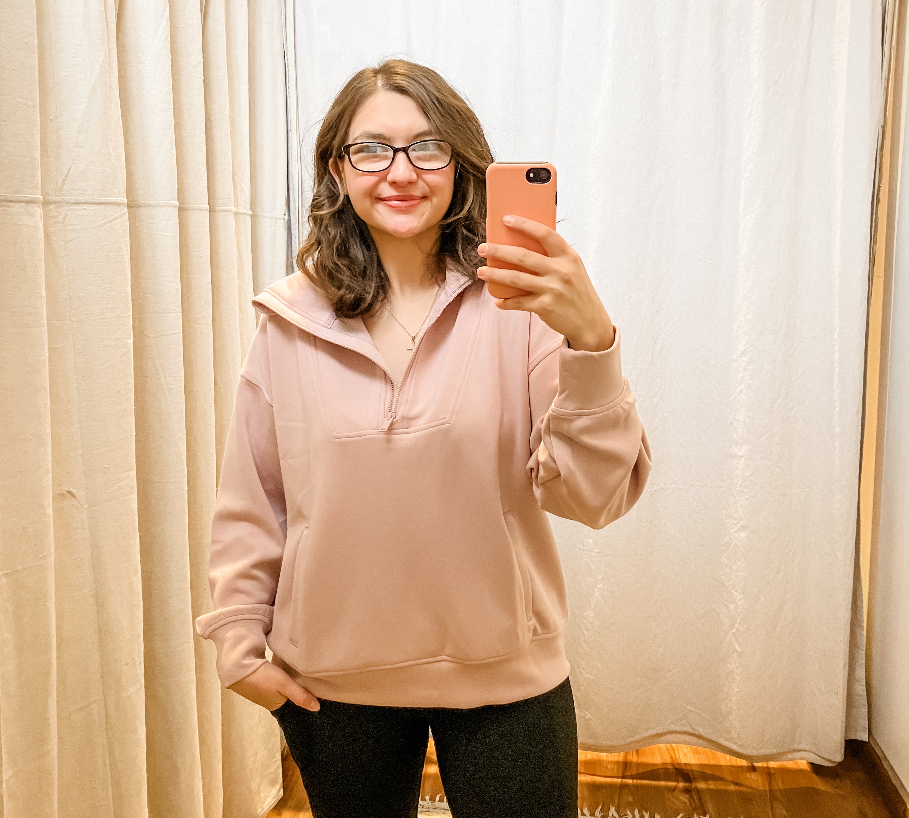 Modal Poly Quarter Zip Funnel Neck Pullover
