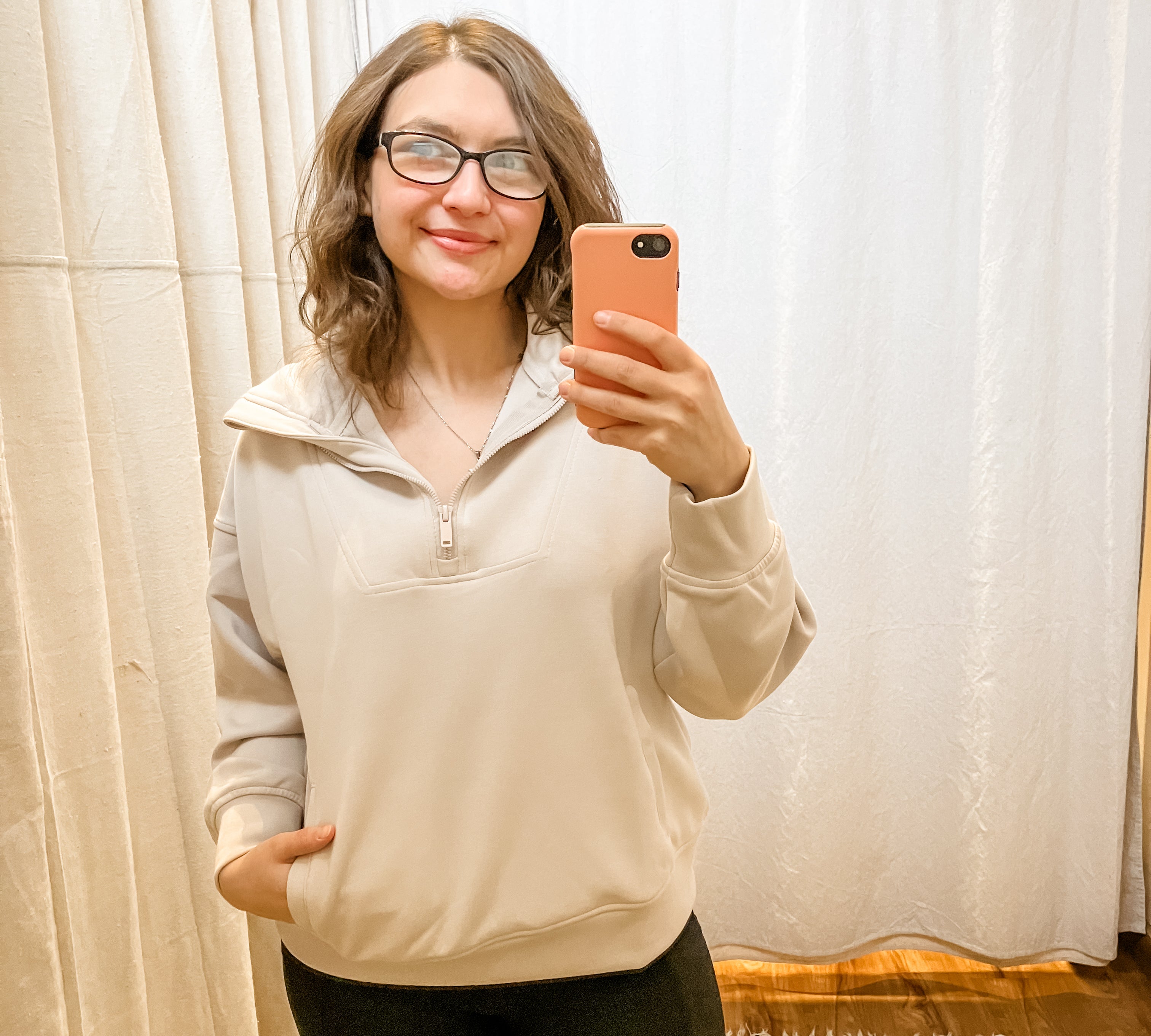 Modal Poly Quarter Zip Funnel Neck Pullover