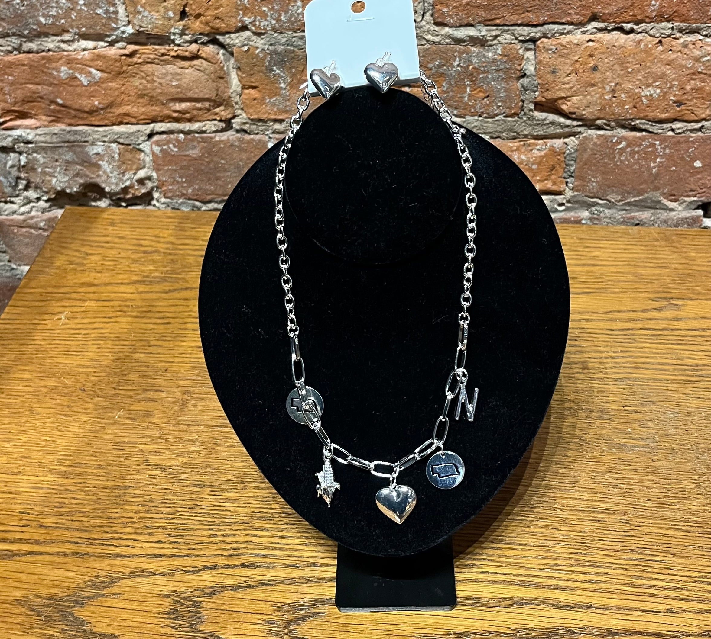 Nebraska Charm Necklace/Earring Set