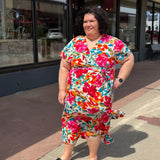 Plus Floral Butterfly Sleeve Dress