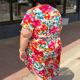 Plus Floral Butterfly Sleeve Dress