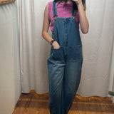 Western Wide Leg Denim Overalls