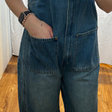 Western Wide Leg Denim Overalls