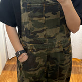 Camo Denim Barrel Overall Jumpsuit