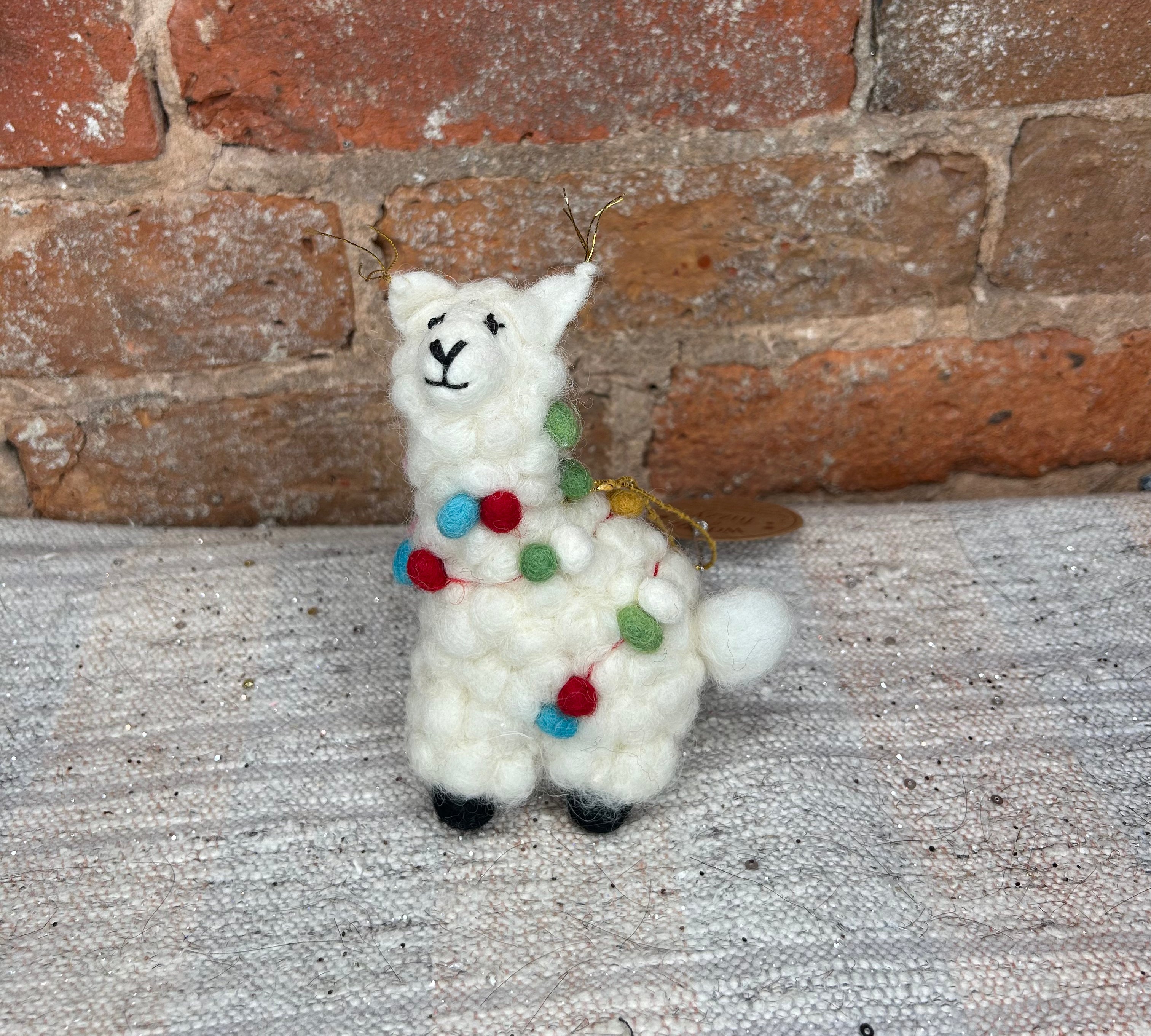 Embroidered Cream Llama Orn 5”