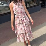 Halter Neck Layered Floral Dress