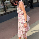 Halter Neck Layered Floral Dress