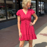 Eyelet Ruffle Sleeve Hi Low Mini Dress