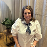 Casual Button Up Bubble Sleeve Top