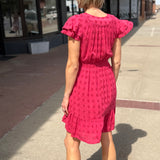 Eyelet Ruffle Sleeve Hi Low Mini Dress