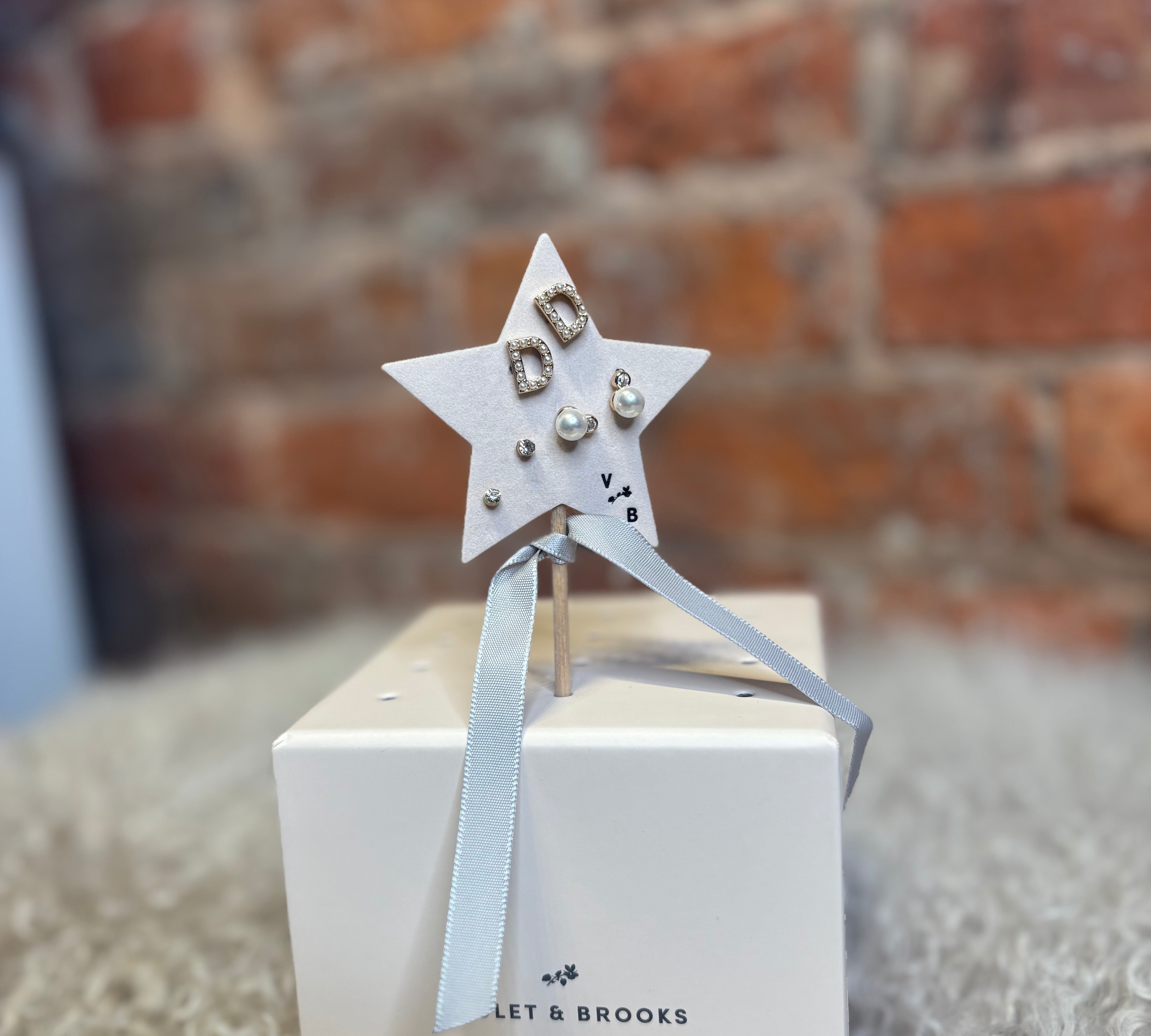 Mini Pearlie Initial Star Earring Set