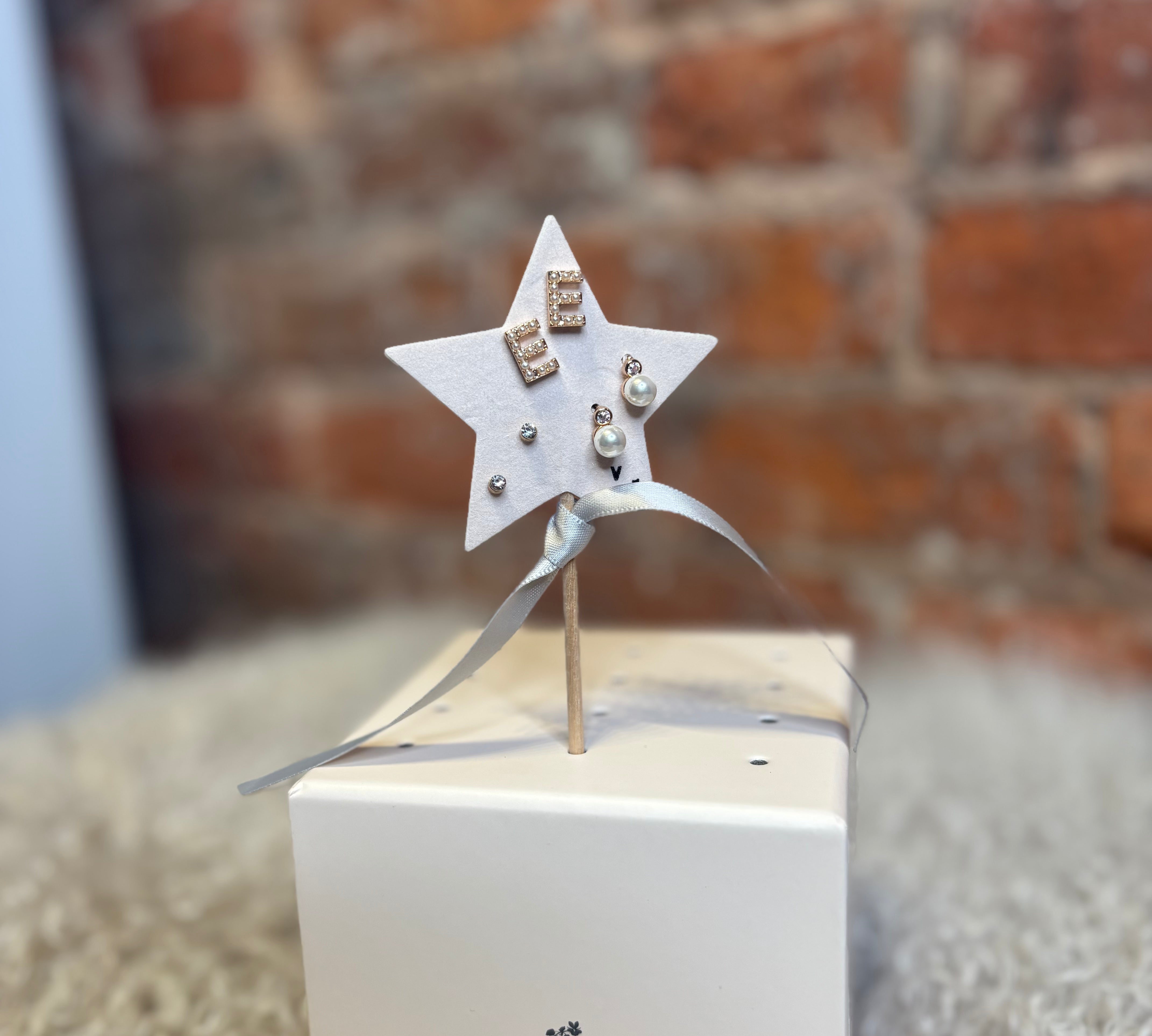 Mini Pearlie Initial Star Earring Set