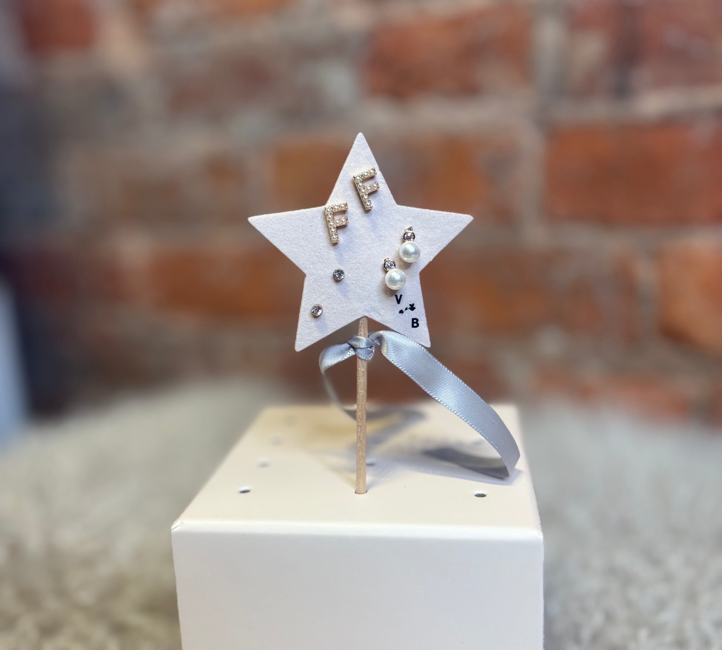 Mini Pearlie Initial Star Earring Set
