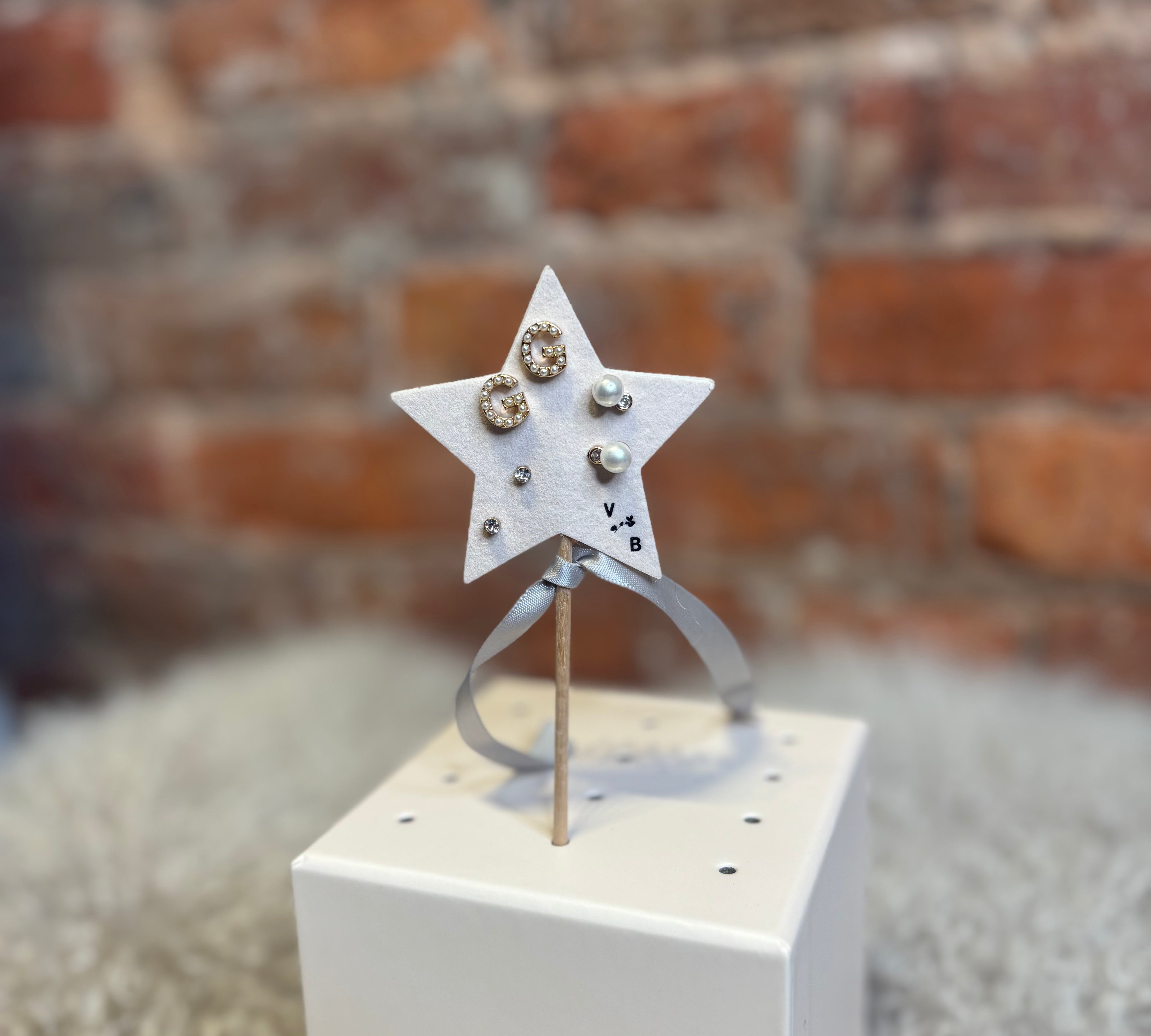 Mini Pearlie Initial Star Earring Set