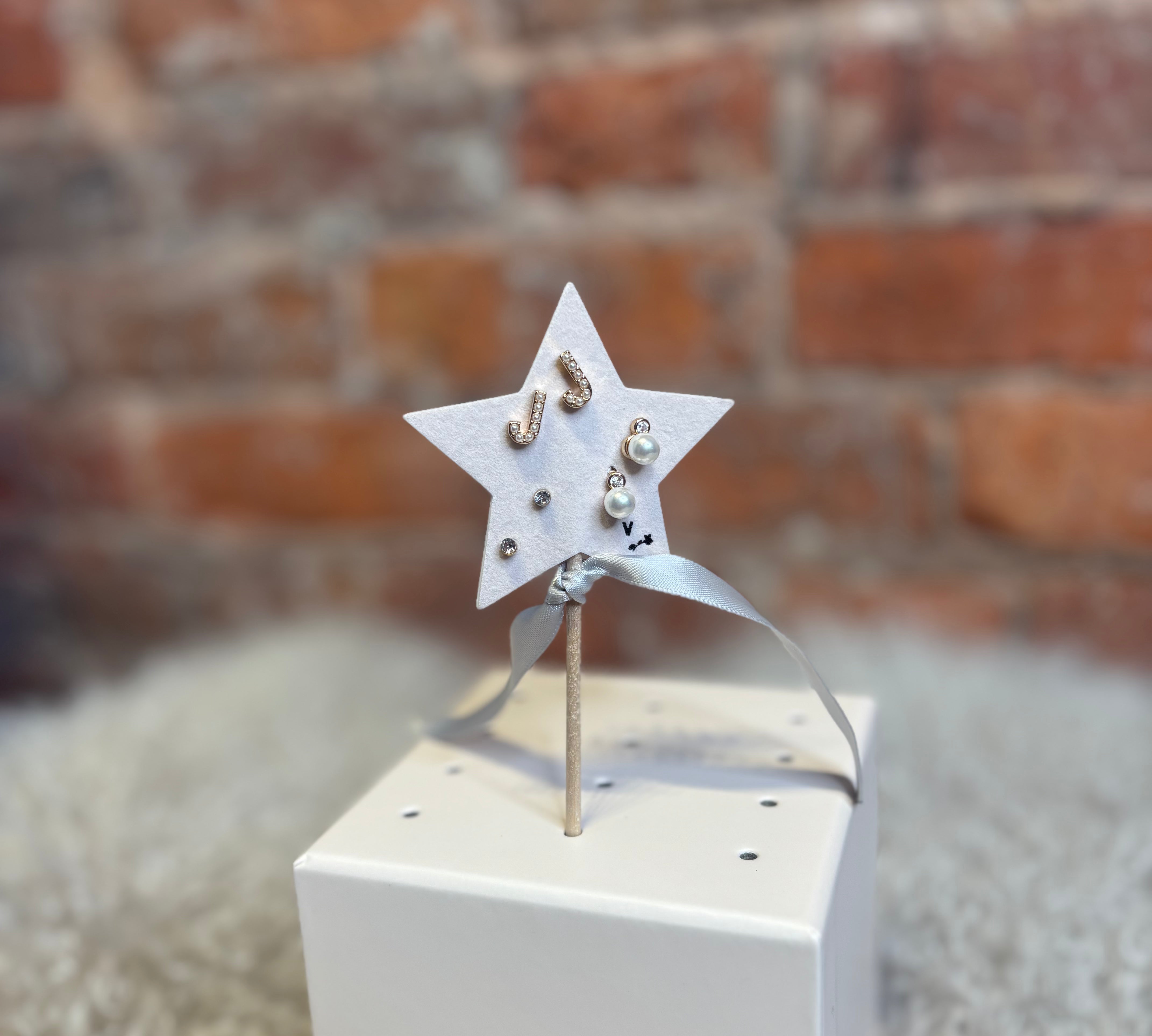 Mini Pearlie Initial Star Earring Set