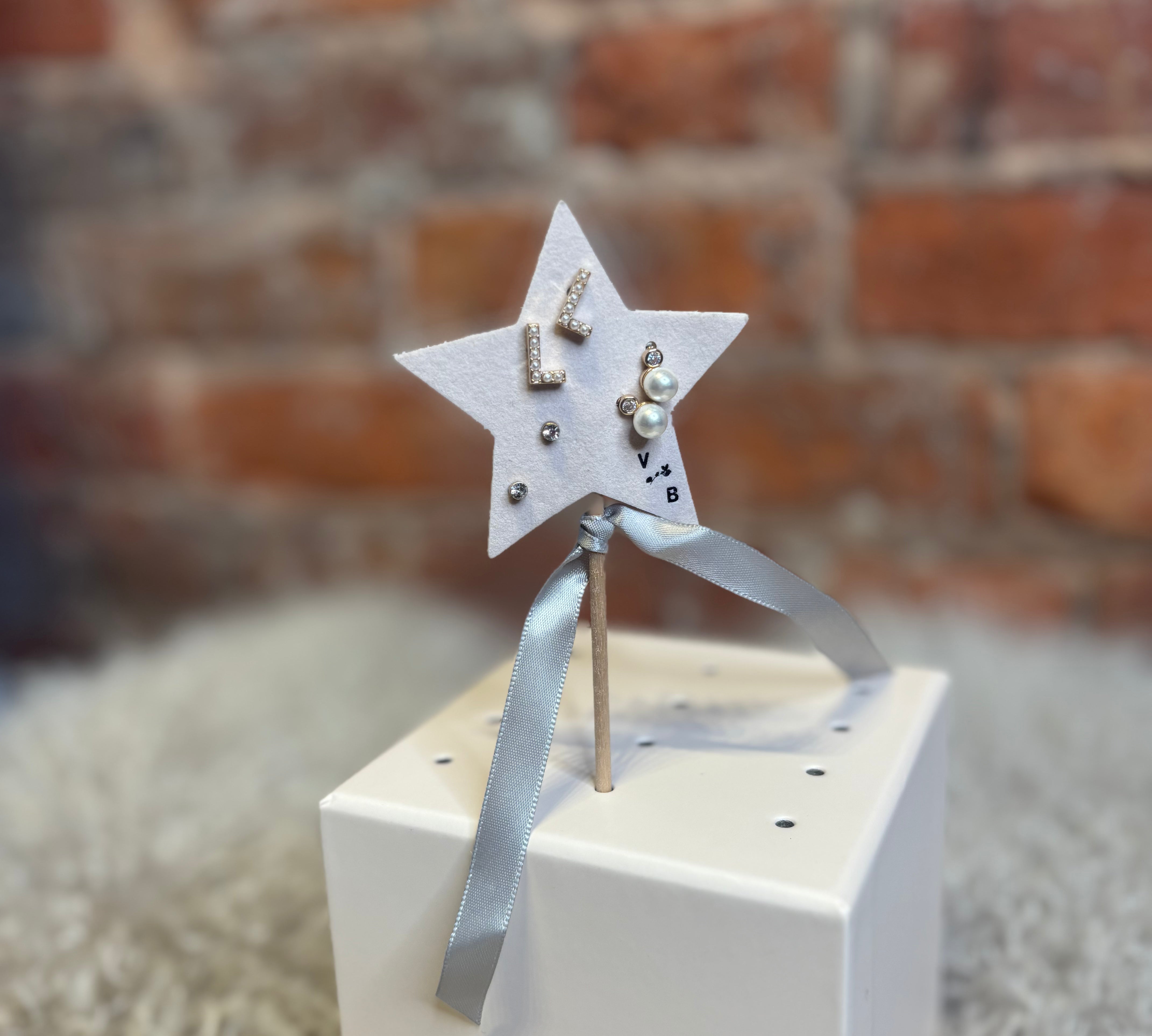 Mini Pearlie Initial Star Earring Set